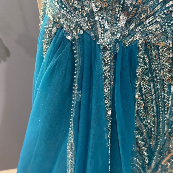 Elegant Teal Sequin Wedding Dress - Picture 10 of 10